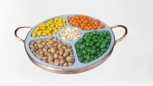 Petisqueira de Pedra Tábua Petiscos Carnes Queijos Frutas 5 divisões - Imagem 7