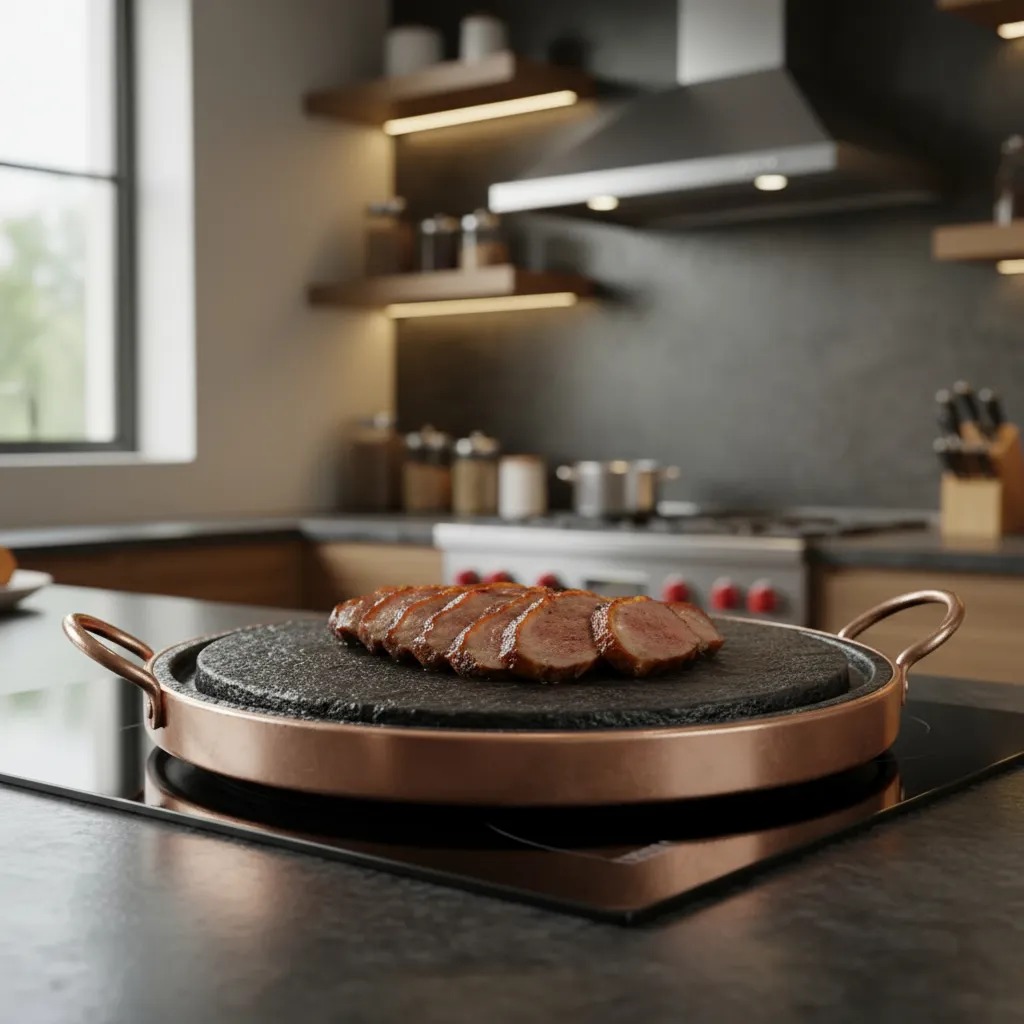 Fondue Pedra Para Carne Chapa Porção Pizza Grelha 32cm - Imagem 3