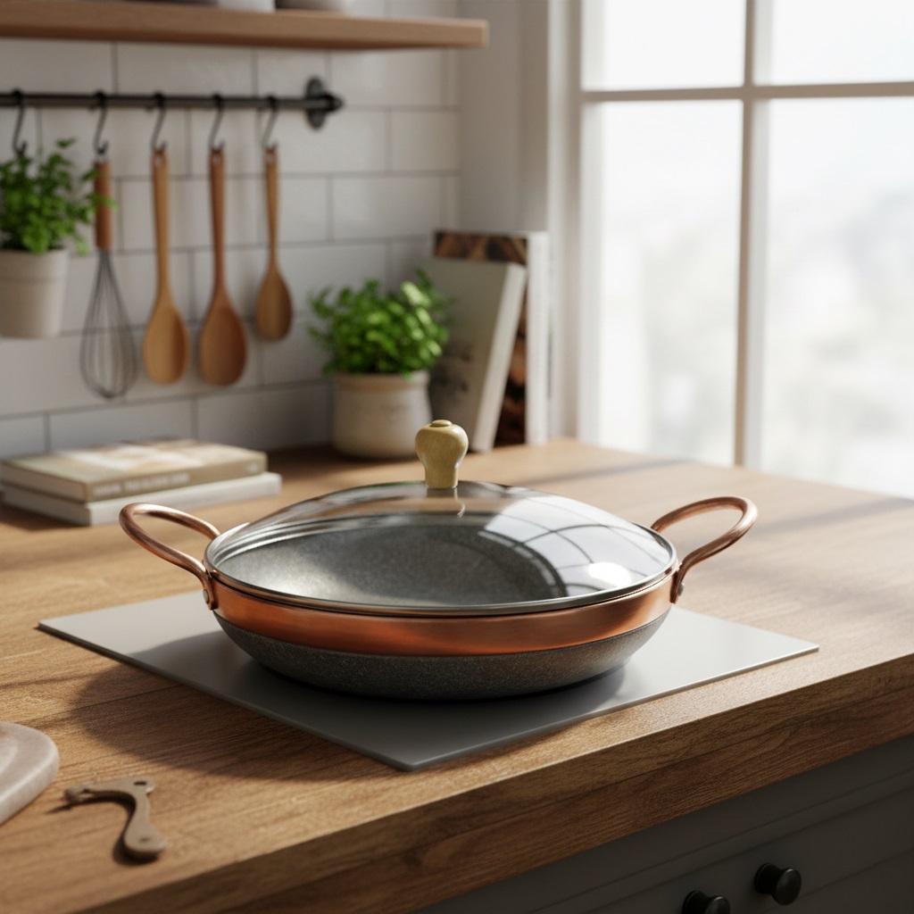 Frigideira De Pedra Sabão Fogão A Gás Lenha Panela Natural Tampa Vidro - Imagem 2