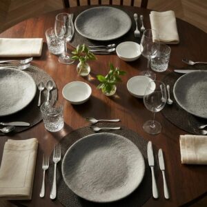 Jogo com 4 Pratos Raso Esculpido Em Pedra Lindo Mesa Posta 30cm