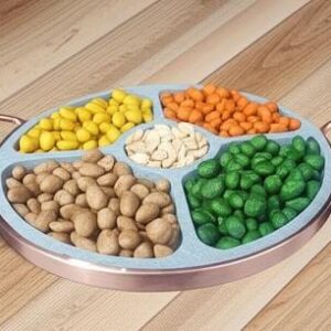 Petisqueira de Pedra Tábua Petiscos Carnes Queijos Frutas 5 divisões