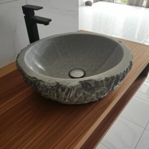 Cuba Pia Lavabo Alto Padrão Luxo Pedra Esculpida Rústica 35