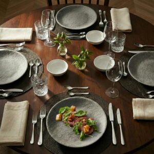 Jogo com 4 Pratos Raso Esculpido Em Pedra Lindo Mesa Posta 23cm