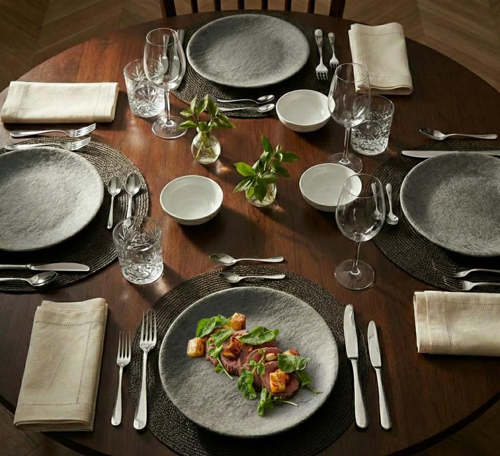 Jogo com 4 Pratos Raso Esculpido Em Pedra Lindo Mesa Posta 23cm